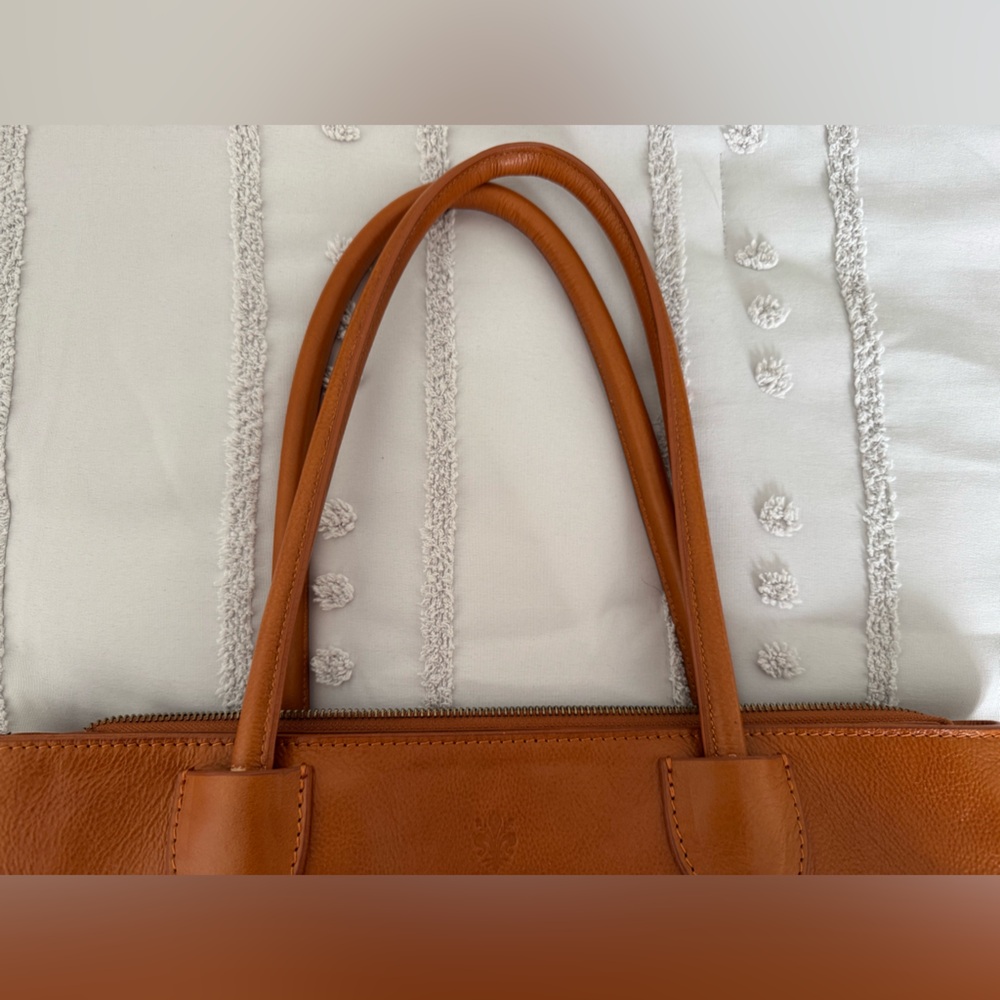 Florentine Tan Leather Tote Bag EUC - Picture 3 of 9